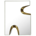 Meridian Furniture - Soleil Mirror, 28" Wide, Gold Finish, Cream - Transform your home's decor with the 28" puzzle-shaped Soleil Mirror. This unique and stylish piece adds a touch of personality and drama to any room. The cream finished edges with gold accents exude an eye-catching glamorous appeal. With its Art Deco design, it's the perfect option to combine a touch of art and elegance invoking intrigue and awe.