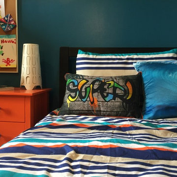 Blue and orange boys room