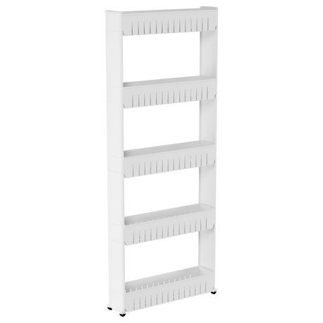 Lavish Home  Slim Slide Out 5 Tier Storage Tower with Wheels - White