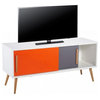 Scandinavian Orange and Grey TV Stand, Small