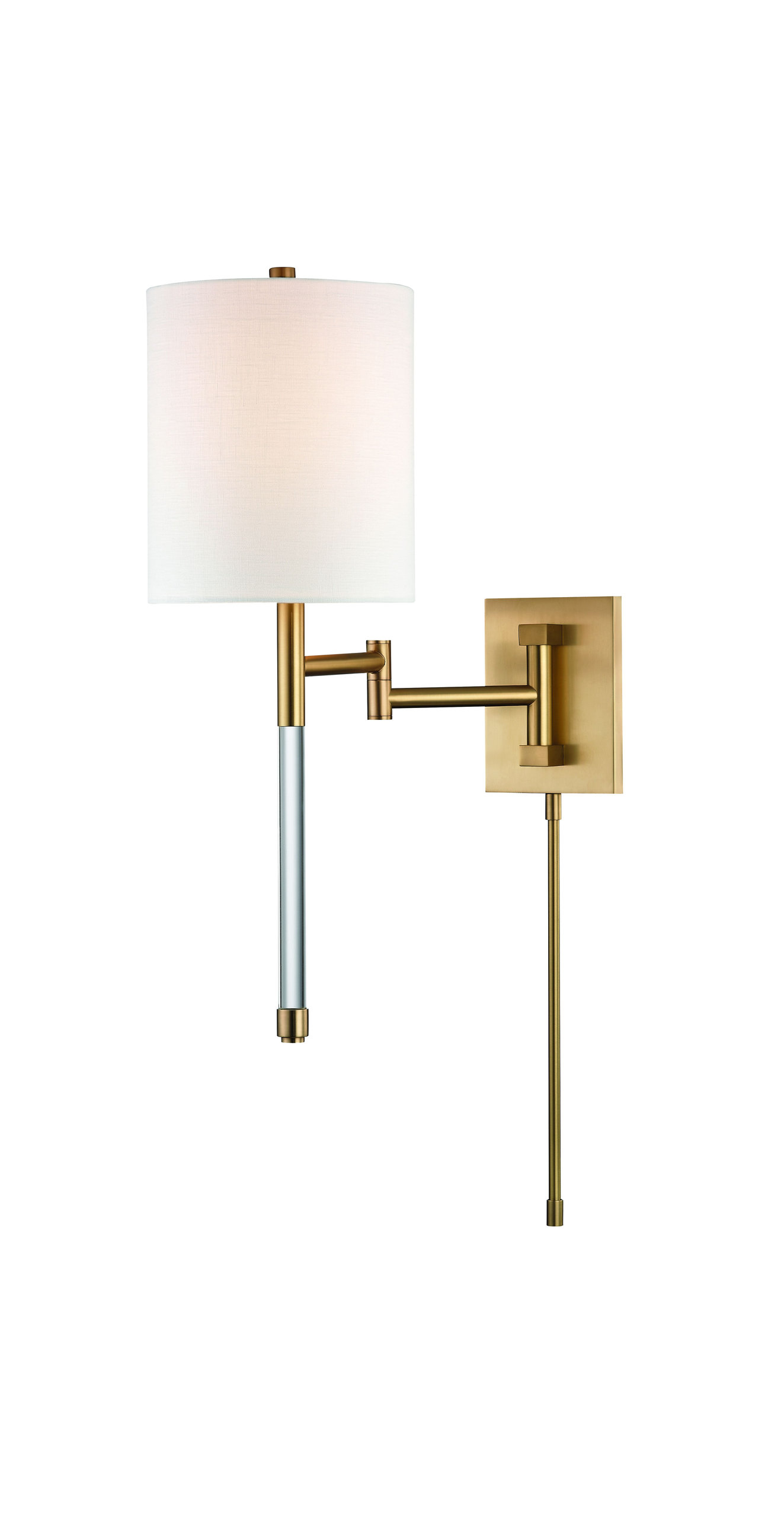 1 Light Contemporary Metal Swing Arm Wall Sconce White Linen Shade-20.