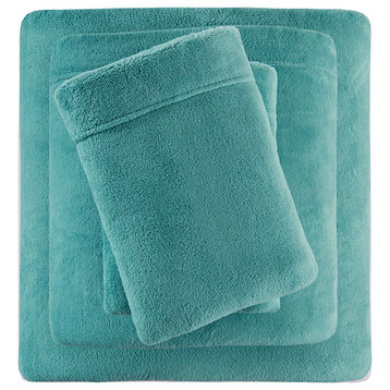 True North by Sleep Philosophy Soft Plush Brushed Sheet Set, Teal, Queen