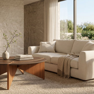 Modern Luxury Living Room with Solid Wood Furniture - Teak & Mahogany
