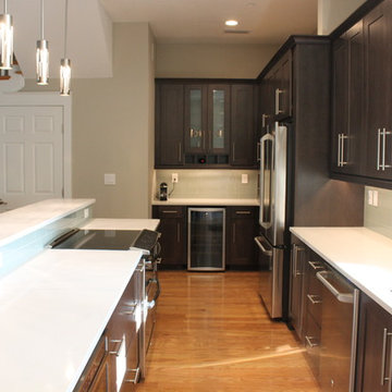 After: Open-plan kitchen with new on-trend materials & colors