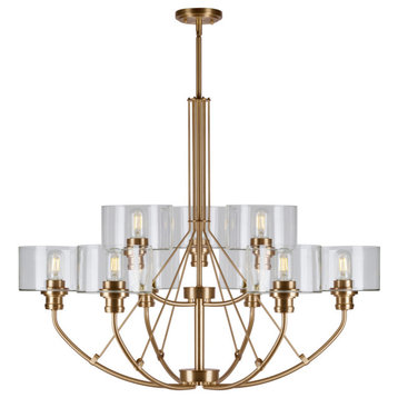 9-Light Chandelier, Soft Gold