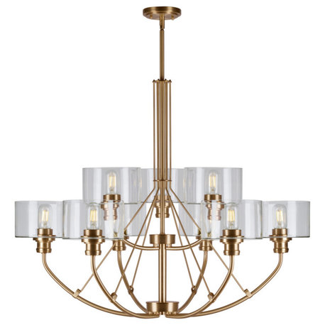 9-Light Chandelier, Soft Gold