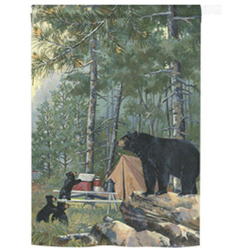 Wildlife & Lodge Bears Campsite 2-Sided Vertical Impression House Flag