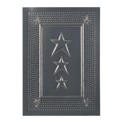USA Handcrafted - Four Handcrafted Punched Tin Cabinet Panels Three Star Embossed Pattern, Country - Kitchen Cabinetry