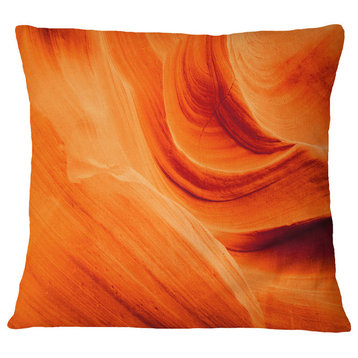 Orange Upper Antelope Canyon Landscape Photography Throw Pillow, 16"x16"