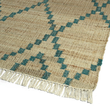 Natural Jute Collection Teal 18" x 18" Square Indoor Square