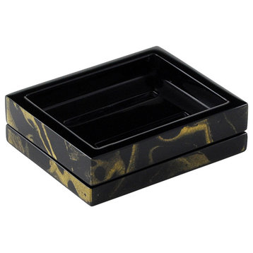 Black Gold Marble Lacquer Soap Dish