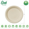 Oak PLUS Sugarcane Plates, 300 Pack, Natural, 9"