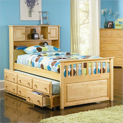Captain's Bookcase Bed with 3 Drawer Trundle Bed - Kids Beds
