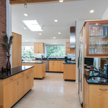 Contemporary Wood Kitchen, rift cut maple and walnut