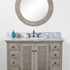 48" Solid Wood Sink Vanity With Marble Top And Round Sink, Carrera White Marble Top