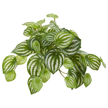 11" Watermelon Peperomia Hanging Artificial Bush Plant, Set of 12, Real Touch