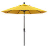 9' Bronze Collar Tilt Crank Aluminum Umbrella, Lemon Olefin