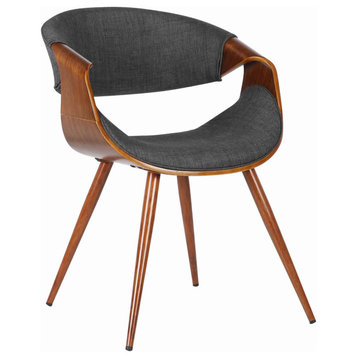 Benzara BM155661 Curved Back Fabric Dining Chair with Round Tapered Legs