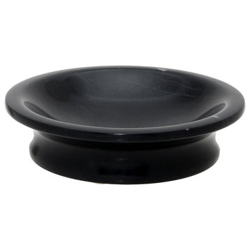 Vinca Collection Black and Gold Marble Round Soap Dish, Black