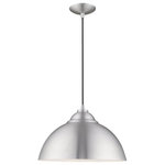 Livex Lighting - Livex Lighting 41180-66 Metal Shade - 15.5" One Light Mini Pendant - A black finish defines the striking look of the miMetal Shade 15.5" On Brushed Aluminum Bru *UL Approved: YES Energy Star Qualified: n/a ADA Certified: n/a  *Number of Lights: Lamp: 1-*Wattage:60w Medium Base bulb(s) *Bulb Included:No *Bulb Type:Medium Base *Finish Type:Brushed Aluminum