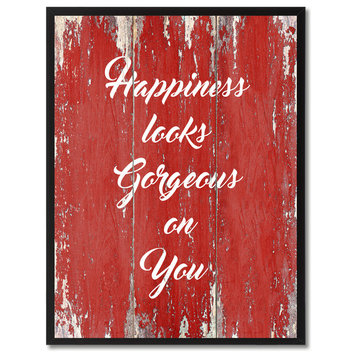 Happiness Looks Gorgeous On You Inspirational, Canvas, Picture Frame, 28"X37"