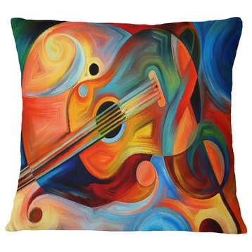 Music And Rhythm Abstract Throw Pillow, 18"x18"