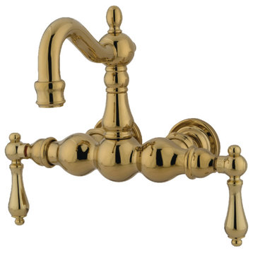 Kingston Brass 3-3/8" Wall Mount Tub Faucet, Polished Brass