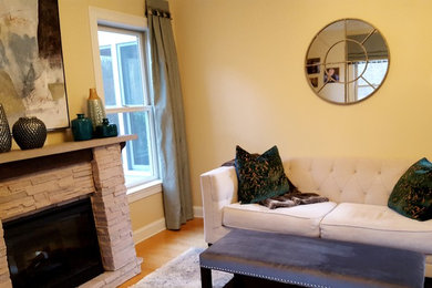 Transitional living room photo in Boston