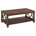 Decor Love - Farmhouse Coffee Table, Double X Shaped Sides With Rectangular Top, Brown - - Open side panel design gives a relaxed feel to this timeless collection