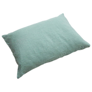 Spa Green Stone Washed Bed Linen Pillow Case, King