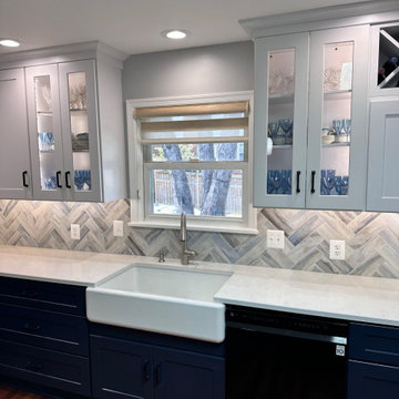 Backsplash, farm sink, cabinet lighting