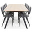 Fold Rectangular Natural Wood Dining Table With Metal Base, Black, Small