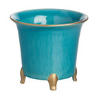Jaipur Cachepot, Turquoise With Gold, Large