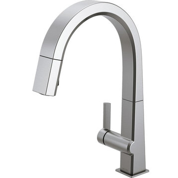 Kitchen Faucet With Pull Down Sprayer, Unique & Elegant Shape, Arctic Stainless