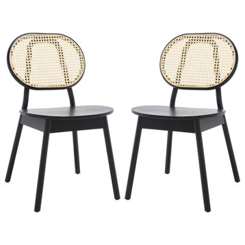 Safavieh Couture Kristianna Rattan Back Dining Chair, Black/Natural