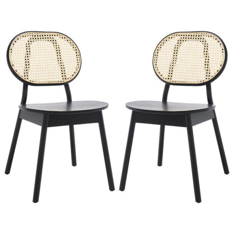 Safavieh Couture Kristianna Rattan Back Dining Chair, Black/Natural