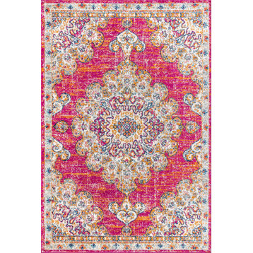 JONATHAN Y Lighting BMF104-5 Bohemian FLAIR 5-1/4' x 7-1/2' - Pink / Cream