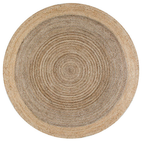 Nuloom Jute Simple Border Area Rug, Grey 4'Round