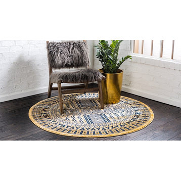 Traditional Regal 5' Round Creme Area Rug