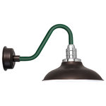 Cocoweb - Vintage LED Barn Light, Mahogany Bronze Base With Green Stem, 12" - Personalized Style
