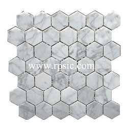 MH-36L HEXAGON BIANCO CARRARA 2IN. - Mosaic Tile