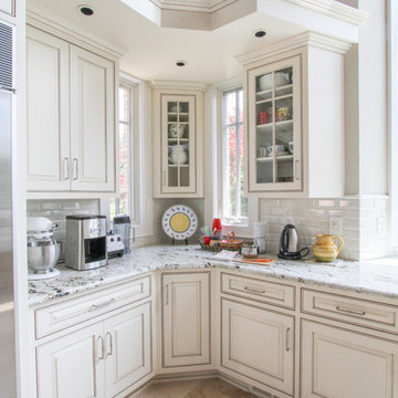 Cream Painted and Glazed Kitchen Cabinets
