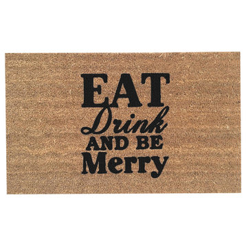 Hand Painted "Eat Drink and Be Merry Holiday" Doormat, Black Soul
