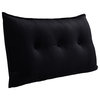 Button Tufted Body Positioning Pillow Headboard Alternative Velvet Black, 39x20x3 Inches