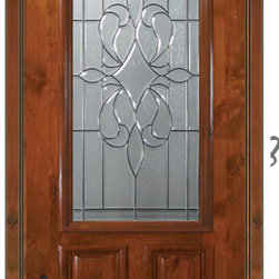 Prehung Single Door 80 Wood Alder New Orleans 2 Panel 2/3 Lite Glass - Front Doors
