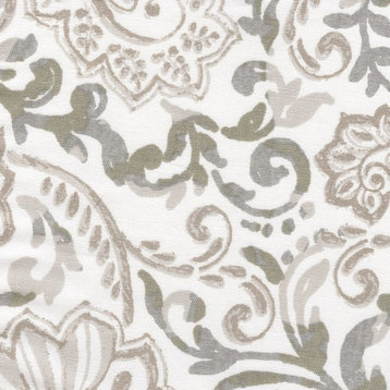 Tailored Valance Shannon Ecru Taupe Floral Paisley Lined Cotton