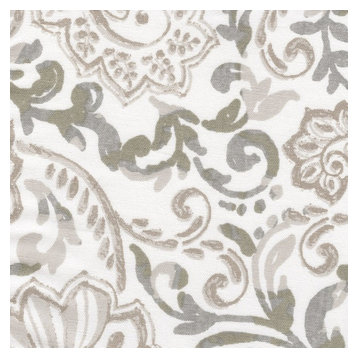 Scallop Valance Shannon Ecru Taupe Floral Paisley Lined Cotton