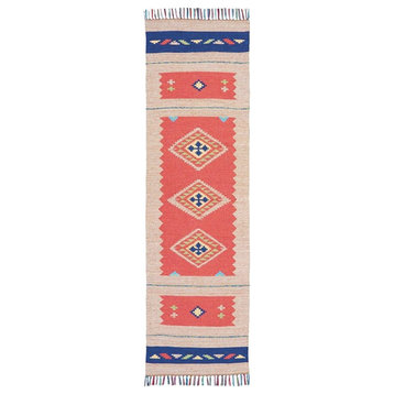 Nourison Baja 27x90" Runner Transitional Fabric Area Rug in Red/Beige