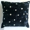 Black Ribbon Black Rose 22"x22" Silk Pillows Cover, Black Paradise