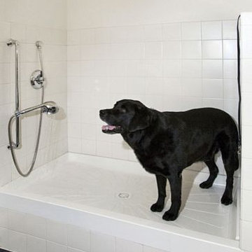 Tiled Dog Wash Bay with Hand Held Shower in Mud Room